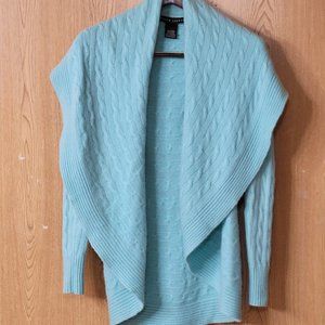 Ralph Lauren Cashmere Shawl Collar Sweater Size M Turquoise Open Cardigan